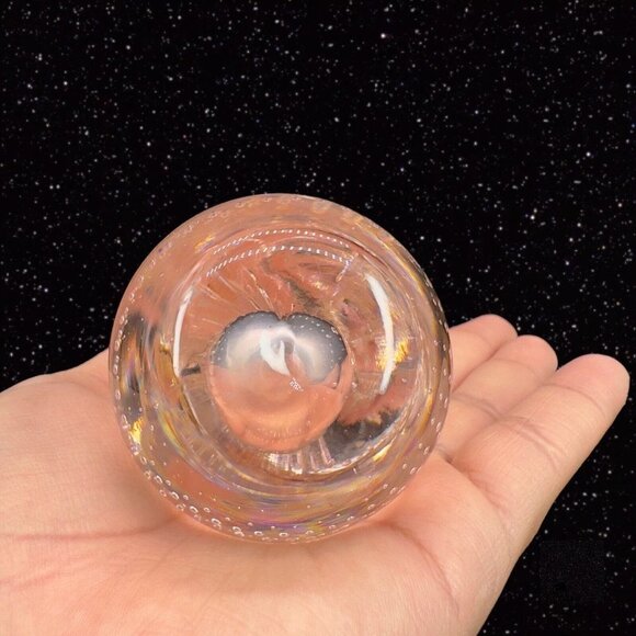 Venetian Art Glass Fruit Apple Pear Paperweight Pink Tint Small Bubbles Italian - Picture 8 of 13